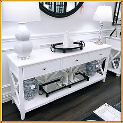 Bàn trang trí Tundo 176 x 42 x 78 cm màu trắng