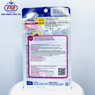 Combo viên uống DHC Biotin + DHC kẽm (ZinC) 30 ngày ngăn ngừa rụng tóc kích thích mọc tóc ngừa mụn