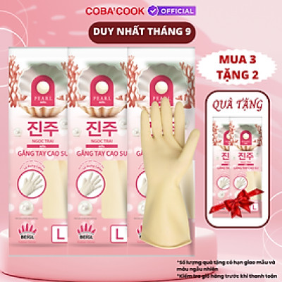 [Mua 3 Tặng 2] Bộ 3 Đôi Găng Tay Cao Su Ngọc Trai Tay Lửng Size L