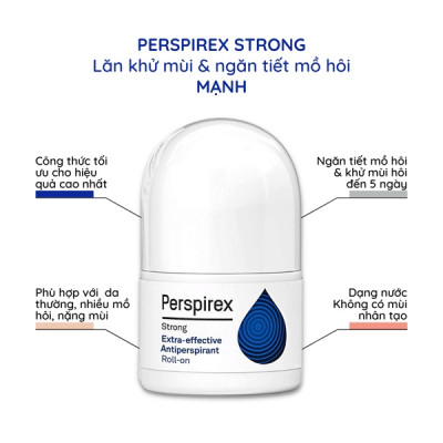 Lăn Khử Mùi Perspirex Strong Antiperspirant RollOn Chính Hãng Dành Cho Da Khoẻ - Khử Mùi & Ngăn Tiết Mồ Hôi Hiệu Quả