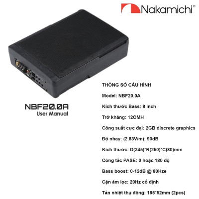 Bộ Loa SUB Siêu Trầm Trên Xe Ô Tô Thương Hiệu NAKAMICHI NBF20.0A - HÀNG NHẬP KHẨU