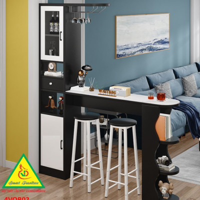 Quầy bar mini, quầy bar kiêm vách ngăn phòng khách nhà bếp 4VQB02 ( Không kèm ghế )- NỘI THẤT LẮP RÁP VIENDONGADV