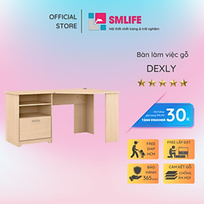 Bàn làm việc đẹp kiểu dáng nhỏ gọn gỗ công nghiệp SMLIFE Dexly