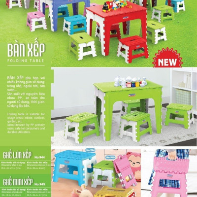 Combo 5 Ghế Nhựa Xếp Mini Duy Tân (22 X 18,3 X 16,4 cm) Nhỏ Gọn Tiện Lợi Dễ Dàng Di Chuyển | TriTin