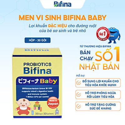 Men vi sinh cho bé – Bifina Baby Nhật Bản – Tiêu hóa khoẻ, hỗ trợ giảm táo bón, tăng đề kháng -Hộp 30 gói