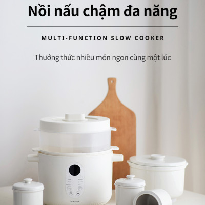 Nồi nấu chậm đa năng Locknlock EJP164IVY - Multi function slow cooker 220V, 50Hz, 350W - Dung tích 2.5L - Hàng chính hãng