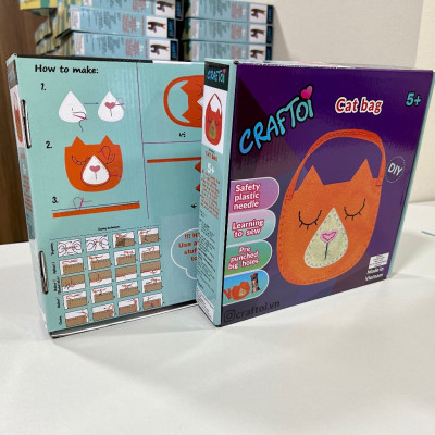 KIM NHỰA Bộ Thủ Công Trẻ Tự Làm Thú Bông 5+ CAT BAG Craftoi Felt Sewing toy prepunched holes plastic needle