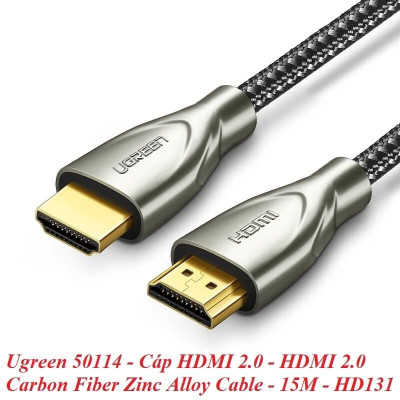 Ugreen UG50114HD131TK 15M màu Đen Cáp tín hiệu HDMI chuẩn 2.0 dây bọc lưới đầu hợp kim cao cấp - HÀNG CHÍNH HÃNG