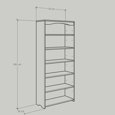 [Happy Home Furniture] CATY, Kệ sách 6 ngăn tích hợp đèn LED, 70cm x 30cm x 160cm (DxRxC),KSA_029_LED