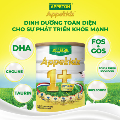 Sữa dinh dưỡng Appeton Appekidz 1+ dành cho trẻ 1-12 tuổi - Lon 900g