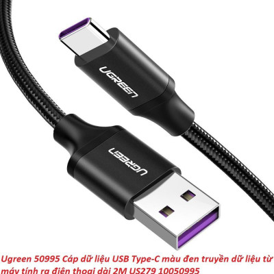 Ugreen UG50995US279TK 2M 40W Cáp sạc và dữ liệu USB Type C màu đen truyền từ máy tính ra điện thoại - HÀNG CHÍNH HÃNG