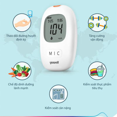 Máy đo đường huyết Yuwell Accusure 710 Kèm 60 que thử đường huyết và 60 kim lấy máu