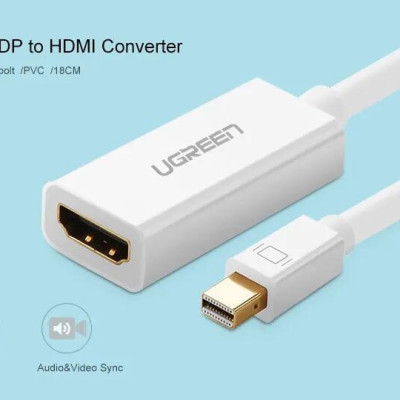 Ugreen UG10460MD112TK 18CM màu Trắng Cáp chuyển đổi Mini DP sang HDMI hỗ trợ phân giải 1920x1080 - HÀNG CHÍNH HÃNG