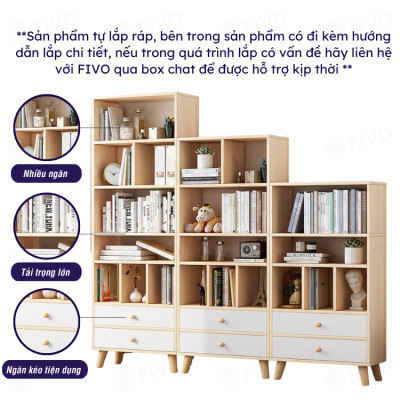 Tủ Kệ Sách Đứng Đa Năng FIVO Mã FB61 Cao Cấp Phong Cách Châu Âu, Phủ Melamine Chống Trầy Xước Và Chống Nước Bề Mặt - Hàng Chính Hãng