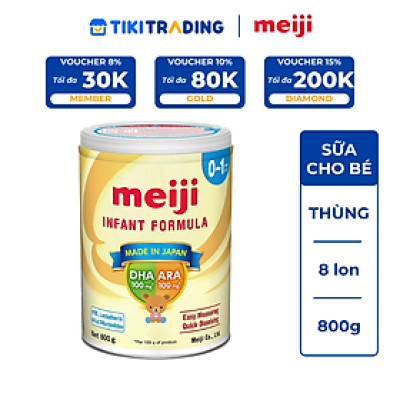 Thùng 8 Lon sữa Meiji Infant Formula 800g (Cho trẻ từ 0-1 tuổi)