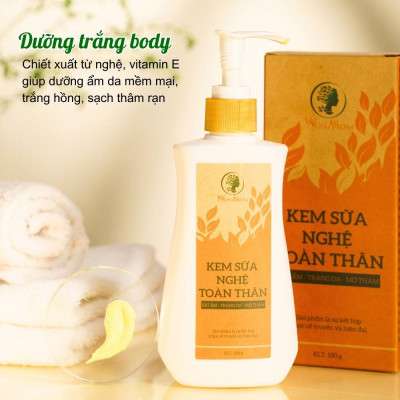 Kem sữa nghệ toàn thân dưỡng trắng da body, đánh bay thâm rạn hiệu quả Wonmom 180g
