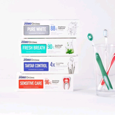 Kem Đánh Răng Hàn Quốc 2080 DR.CLINIC Đánh Bay Mảng Bám, Giảm Ê Buốt, Ngăn Ngừa Hơi Thở Có Mùi 125gr