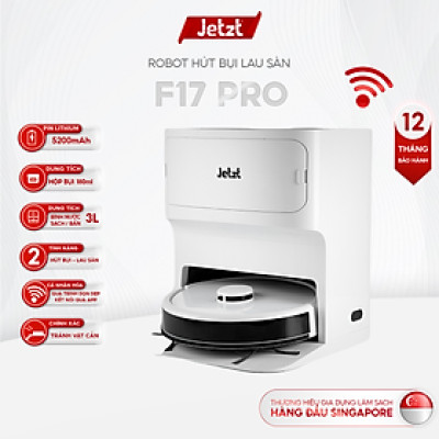Robot lau sàn hút bụi tự làm sạch Jetzt F17 PRO - Điều khiển giọng nói thông qua app, hàng chính hãng