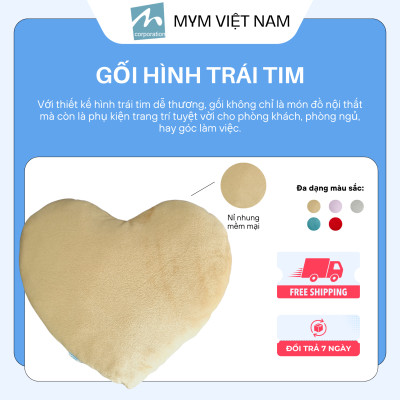 Gối Tựa Lưng - Gối Trang Trí Sofa Hình Trái Tim Chất Vải Nỉ Nhung Mềm Mại