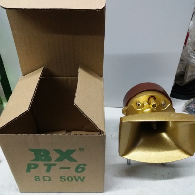 Bộ 2 loa treble cao cấp BX PT6 họng đúc, thiết kế chắc chắn phù hợp với mọi không gian, màu vàng đồng làm tăng sự sang trong cho dàn âm thanh của bạn.