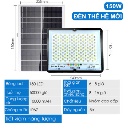 Đèn năng lượng mặt trời MAXTECH bóng to 150w, 200w, 250w, 300w - Công suất lớn, Siêu bền- D1370