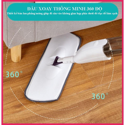 Cây lau nhà phun sương thông minh 2 trong 1, đầu xoay 360 độ tiện lợi 