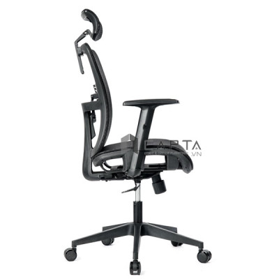 Ghế xoay văn phòng lưng lưới CM4512-M Nội thất Capta Ghế ngồi làm việc tại nhà có tựa đầu lưng lưới nệm vải lưới tay nhựa chữ T office chair