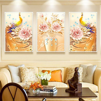  - Bộ tranh canvas 3 bức treo tường có khung phong cách hiện đại - phong cách Bắc Âu