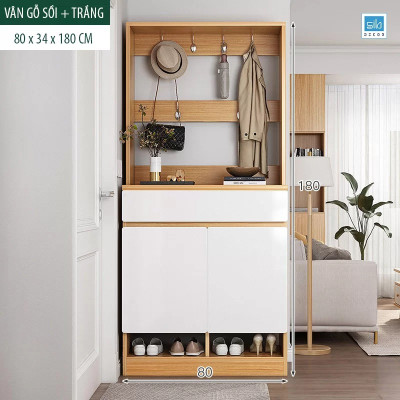 Tủ Giày Đa Năng Tích Hợp 6 Móc Treo Đồ Tiện Lợi, Đặt Tại Lối Vào Phòng Khách SIB Decor KG48