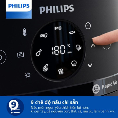 Nồi Chiên Không Dầu Philips NA230/00, Mặt Kính Nhìn Thực Phẩm, 6.2 lít - 1700W, Hàng Chính Hãng