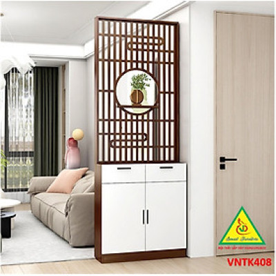 Vách ngăn phòng khách, vách ngăn tủ kệ bằng gỗ VNTK408- Nội thất lắp ráp Viendong Adv
