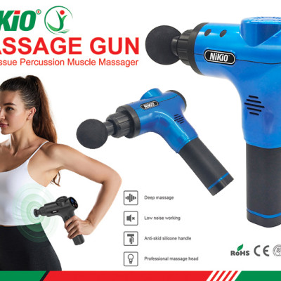 Súng (Máy) Massage Cầm Tay Nikio NK-170B - 6 Đầu Matxa, 5 Chế Độ, 6 Tốc Độ Mát Xa, Pin Sạc Không Dây 2000mAh - Hỗ Trợ Giảm Đau Nhức Và Giãn Cơ Toàn Thân, Công Nghệ Bộ Gõ Thế Hệ Mới