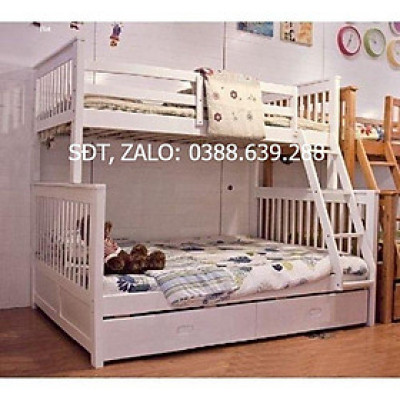 Giường 2 Tầng Gỗ Tự Nhiên 1m4-1m BÌNH LONG 228 (Trắng)