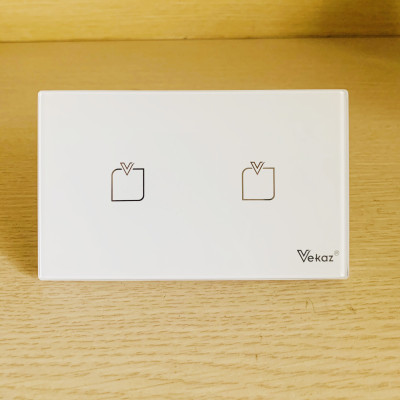 Công tắc cảm ứng thông minh 2 kênh (2 nút) Vekaz - Chính hãng - HCN kiểu ngang