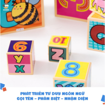 Tháp xếp chồng, đồ chơi hình khối cho bé. Nuôi dưỡng khả năng tư duy, gồm 10 hộp cho bé 1 - 7 tuổi