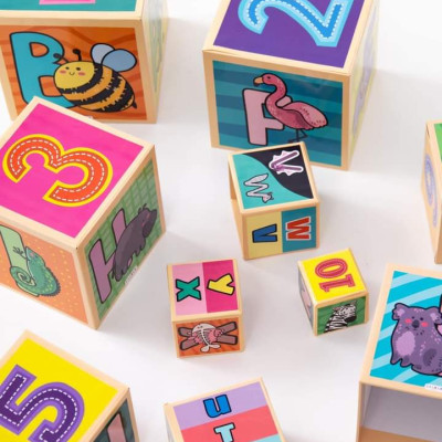 Tháp xếp chồng, đồ chơi hình khối cho bé. Nuôi dưỡng khả năng tư duy, gồm 10 hộp cho bé 1 - 7 tuổi