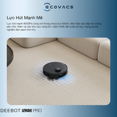 Robot Hút Bụi Lau Nhà Ecovacs Deebot N20 Pro Lực Hút 8.000 Pa - Hàng Chính Hãng