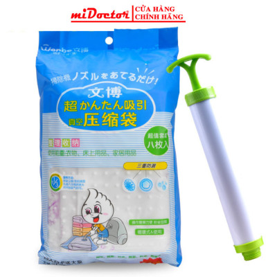 [LOẠI XỊN - CÓ TẶNG BƠM TAY] Bộ 8 Túi Hút Chân Không Đựng Quần Áo, Chăn Màn CỠ ĐẠI Cao Cấp - Hàng chính hãng