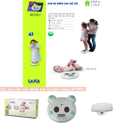 Cân Trẻ Sơ Sinh Điện Tử LAICA BF 2051 - ITALY - Tối Đa 20Kg + Thước Đo Chiều Cao 150Cm - Giá Đỡ Chắc Chắn