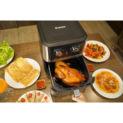 Nồi chiên không dầu Rapido RAF 8.0M dung tích 8L chiên gà vịt nguyên con, chống dính an toàn - Hàng chính hãng