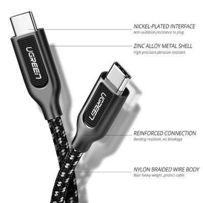 Ugreen UG50224US265TK 1M Dây USB Type-C sang USB 2.0 sạc và truyền dữ liệu - HÀNG CHÍNH HÃNG