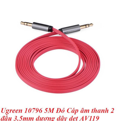 Ugreen UG10796AV119TK 5M màu Đỏ Cáp âm thanh 2 đầu 3.5mm dây dẹt - HÀNG CHÍNH HÃNG