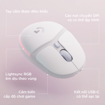 Chuột game không dây Logitech G705 Bluetooth & LIGHTSPEED, RGB , gọn nhẹ 85g, 6 nút lập trình, PC/Mac/Laptop - Hàng Chính Hãng