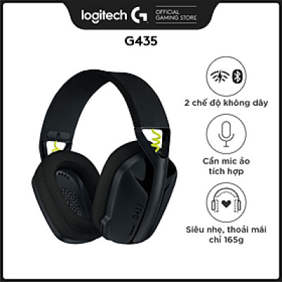 Tai nghe game không dây Bluetooth và Lighspeed Logitech G435 – Mic ảo tích hợp, nhẹ, tương thích PC, Điện thoại, PS4, PS5 -Hàng chính hãng