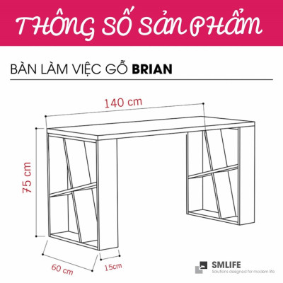 Bàn Học Cho Bé Bằng Gỗ Kiểu Dáng Nhỏ Gọn SMLIFE Brians