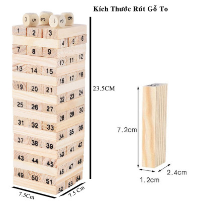 Đồ Chơi Rút Gỗ Cỡ Lớn Cao Cấp – Chọn Size - 54 Thanh Rút Gỗ Kèm 4 Con Súc Sắc Cho Bé – Bộ Đồ Chơi Rút Gỗ Chính Hãng miDoctor
