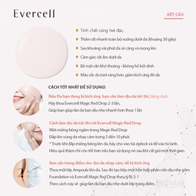 Ampoule đỏ thần kỳ Miễn dịch Phục hồi da bị Viêm mụn Nhạy cảm bị Kích ứng EVERCELL Magic Red Drop 30ml 
