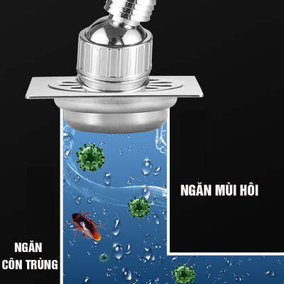 Bộ thoát nước máy giặt, chậu rửa, thoát nước thải kiêm chống mùi hôi, ngăn côn trùng trào ngược, cổ xoay 360 độ, loại đứng có khe 2 đường thoát Minh House