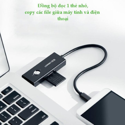 Ugreen UG30518US190TK 30CM màu Đen Cáp chuyển MICRO USB sang USB 2.0 đọc thẻ SD + TF hỗ trợ OTG - HÀNG CHÍNH HÃNG