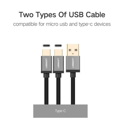 Ugreen UG40351US196TK 1m màu Đen Cáp USB-A sang 2 đầu TypeC cao cấp - HÀNG CHÍNH HÃNG